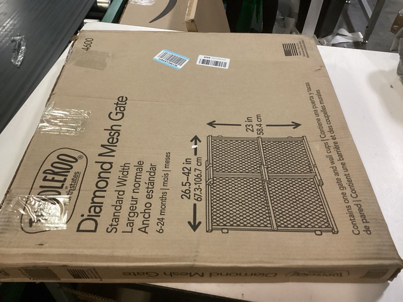 Condition photo showing New/Like New for toddleroo by north states diamond mesh wooden baby gate: 26.5"- 42" wide. pressure mounted baby gate for doorway. (23" tall, sustainable hardwood)