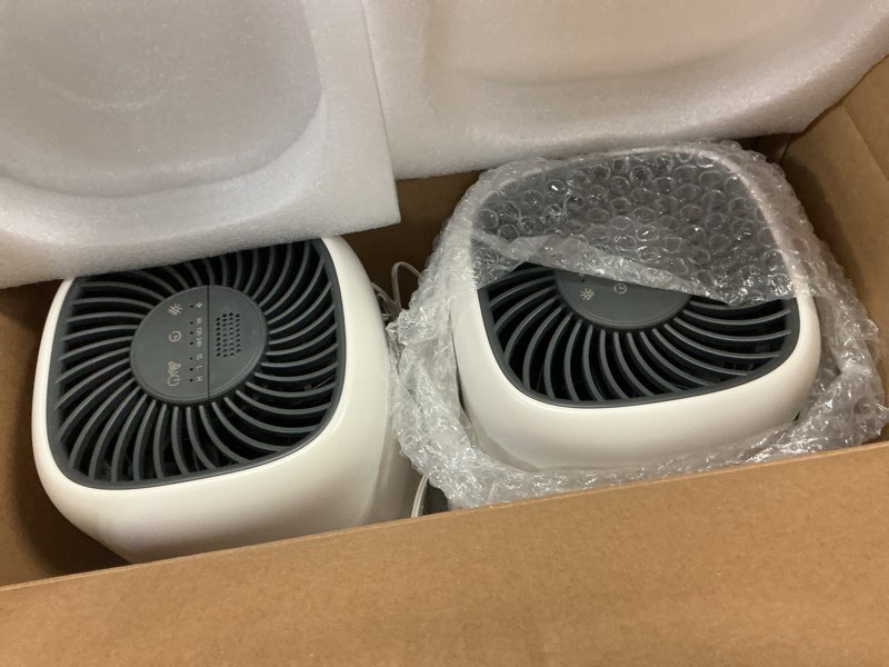 Condition photo showing Good Condition for 2 pack of air purifier with high efficience filter, fragrance sponge night light vital breeze timer 22db, for dust pollen smoke odors, office, desktop, home bedroom small room, dh-jh12 white
