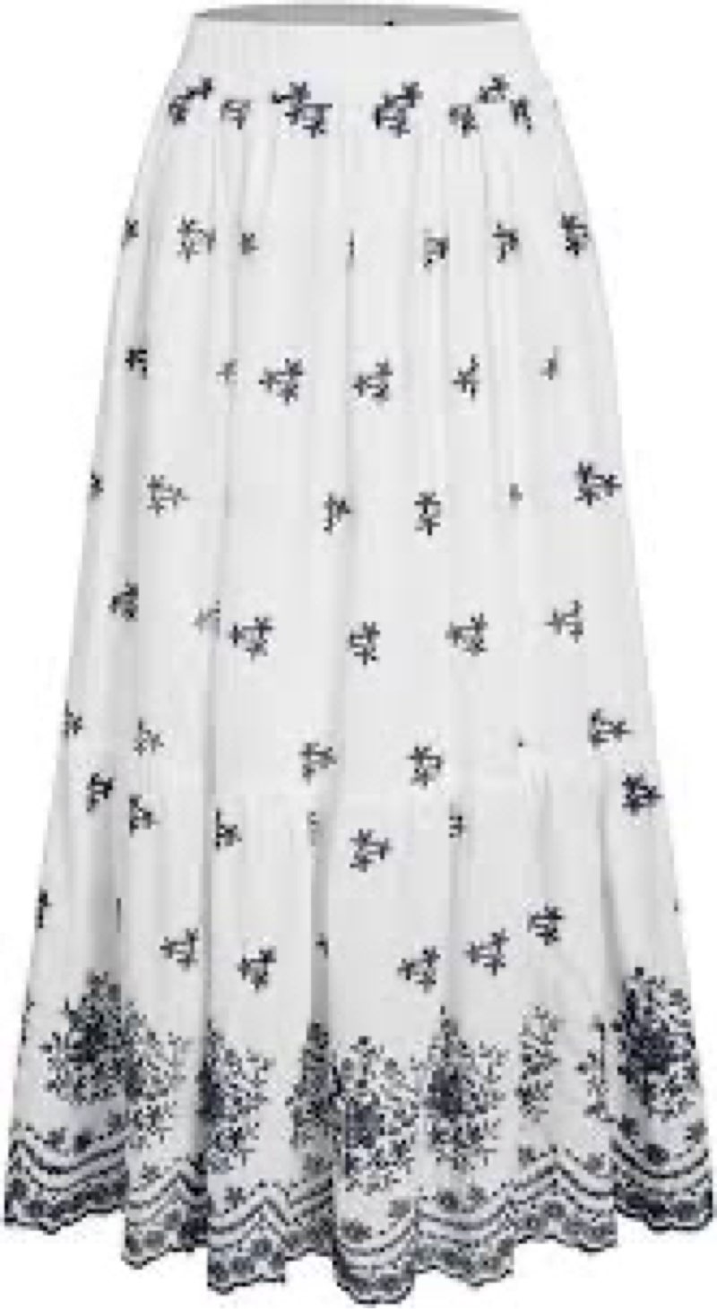 Gardenwed Women Summer Bohemian Ditsy Floral Skirt High Waist Casual Mermaid Midi Skirts White Black