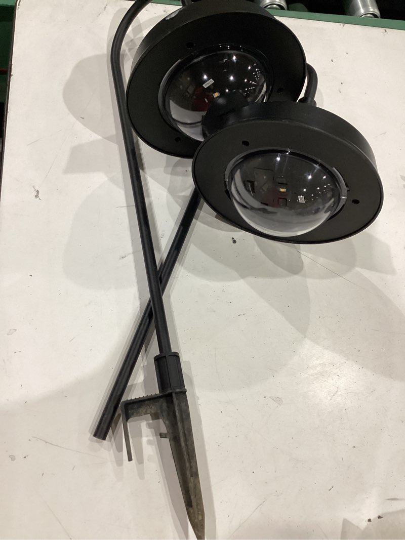 Condition photo showing As Is for lumen solar black down pathway light