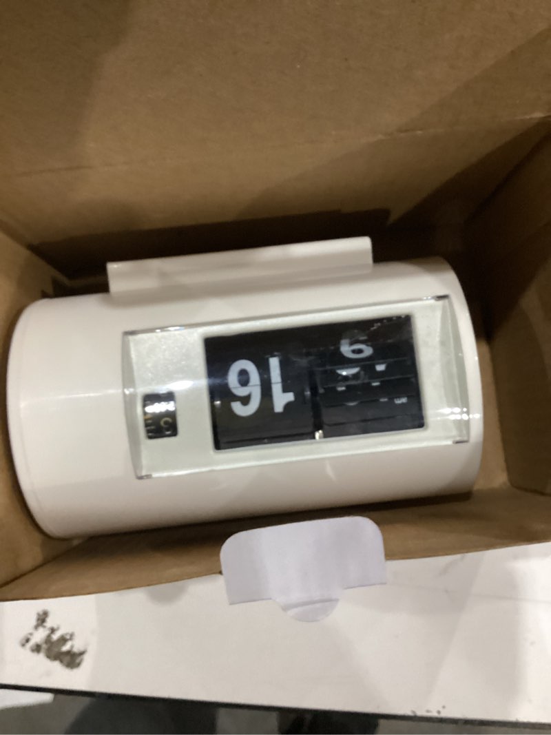 Condition photo showing As Is for BHning Retro Table Clock Auto Flip Clock 12 Hours AM/PM Format Display Timepiece Desk Clock Flip Page Turning Clocks (White)