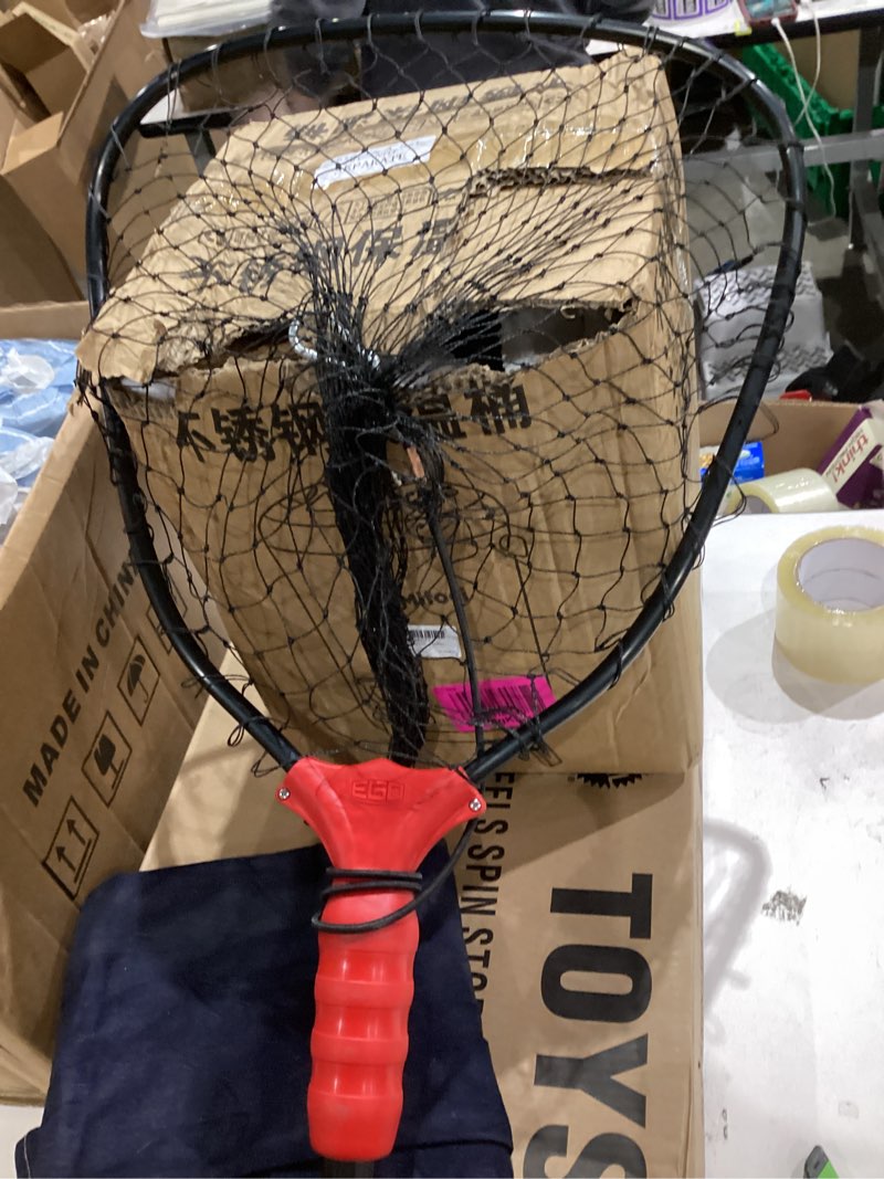 Condition photo showing As Is for Ego S2 Slider Fishing Net, Ultimate Fishermens Tool Telescoping Handle, Replaceable Head, Salt & Freshwater, Medium 17x 19 Inch Hoop 18\" to 36\ Red PVC coated mesh