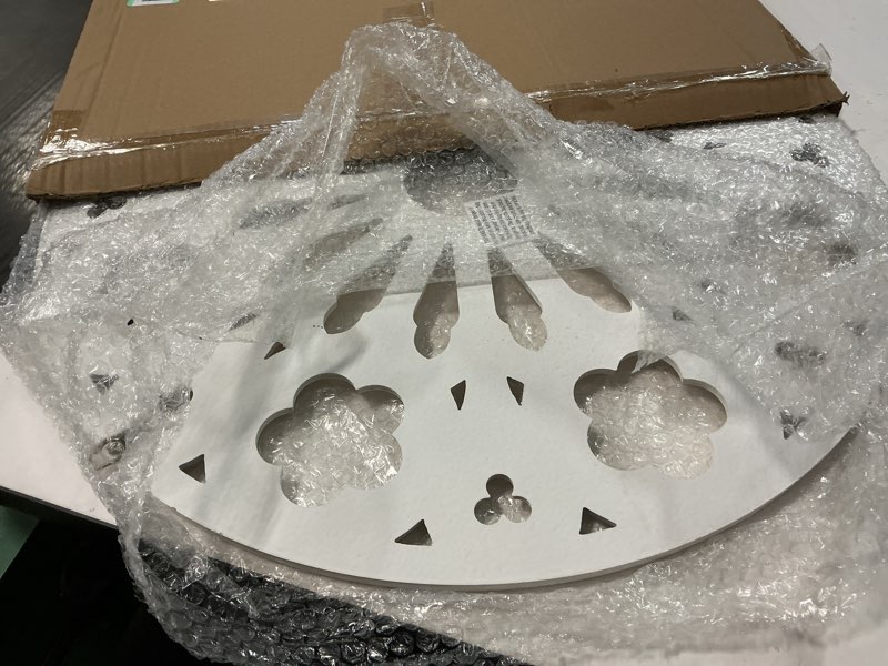 Condition photo showing Good Condition for XIAOAIKA Wood Round Decorative Wall Sculpture, Hand-Carved Floral Geometric Design with Distressed White Finish, Vintage Farmhouse Boho Wall Art for Living Room Bedroom Hallway, 24 Inch