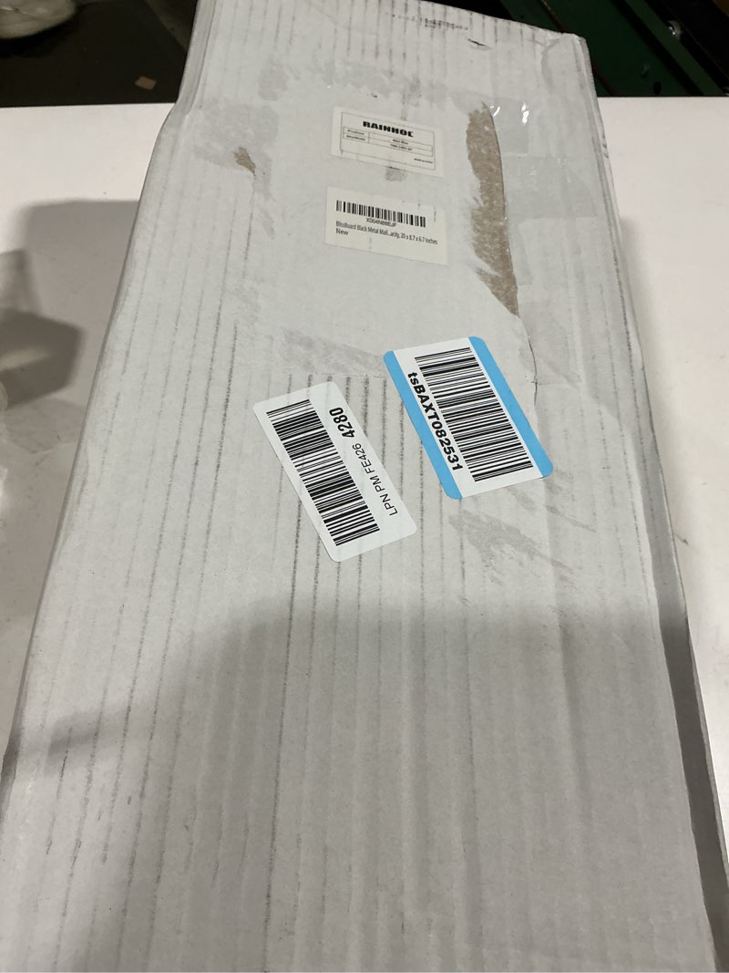 Condition photo showing As Is for Black Metal Mailbox, Galvanized Steel Outside Mailboxes, Standard Medium Capacity, 20 x 8.7 x 6.7 Inches