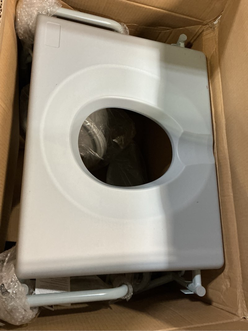 Condition photo showing As Is for Dynarex Bariatric Drop Arm Folding Bedside Commode, Multi-Use Portable Toilet Chair with 650 Pound Weight Capacity and a Heavy-Duty Steel Frame, Grey, 1 Bariatric Drop Arm Folding Bedside Commode