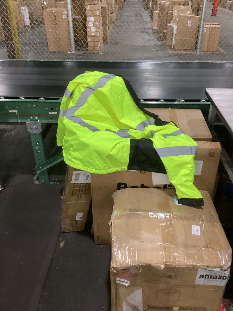 Condition photo showing As Is for vendace hi vis reflective safety jackets for men softshell waterproof class 3 high visibility work jacket polar fleece lining x-large yellow