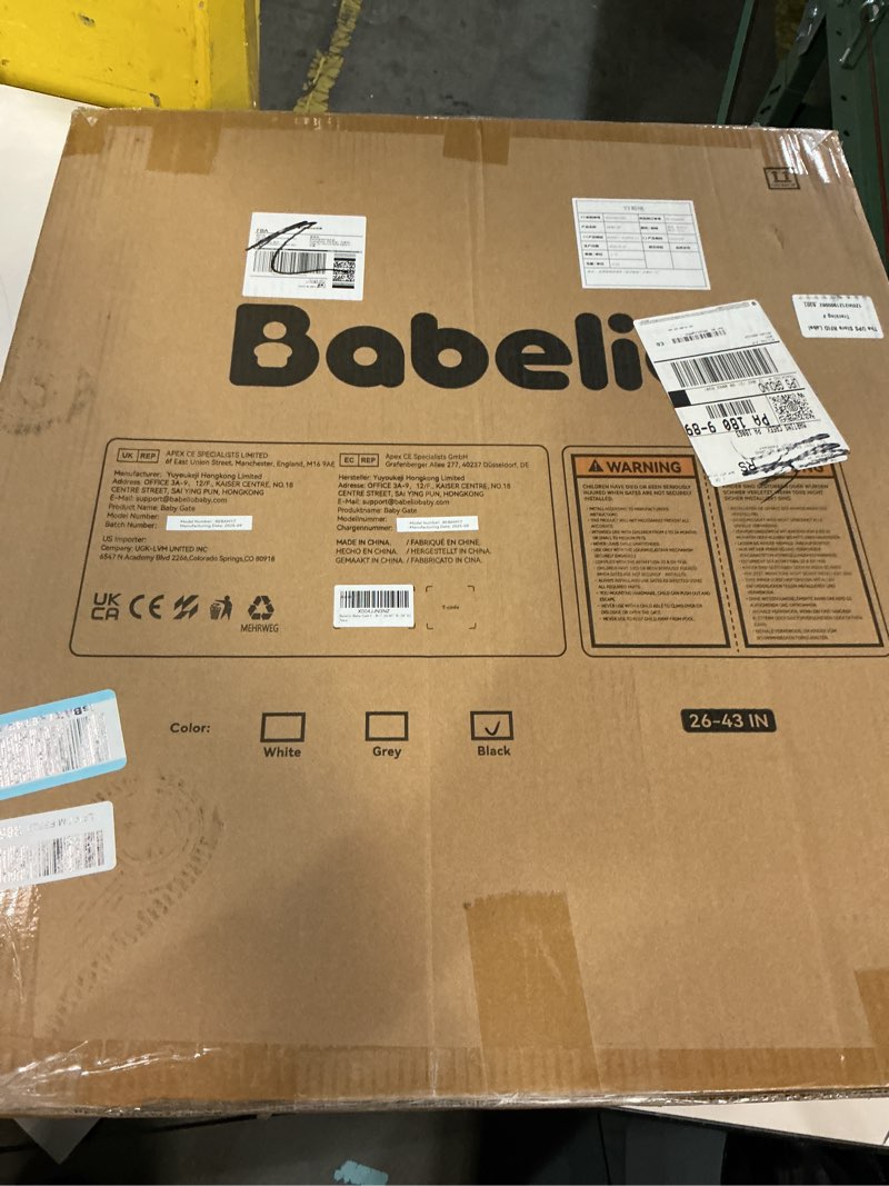 Condition photo showing Good Condition for Babelio Baby Gate for Stairs, Kitchen & Doorways, No Bottom Bar| One-Handed Operation| Auto-Close| Hardware Mount (Drill Needed) Safety Dog/Pet Gate (Black - B17, 26-43" W, 28" H) Black - B17 28" H, 26-43" W-Standard