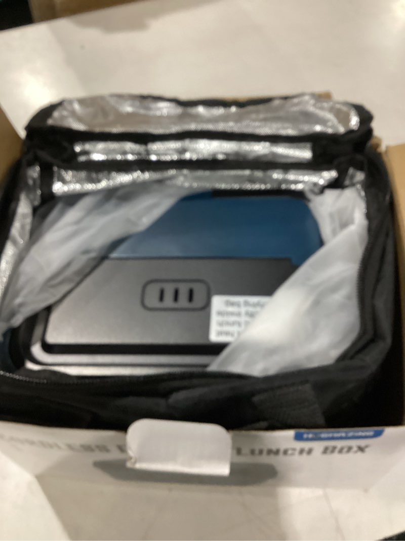 Condition photo showing As Is for not tested heated lunch box,electric lunch box, lunch box battery powered, pro 24000mah,5.5 cups portable food heater-3d-5 side heating-intelligent temperature control,suitable for trucks,offices (black/white)