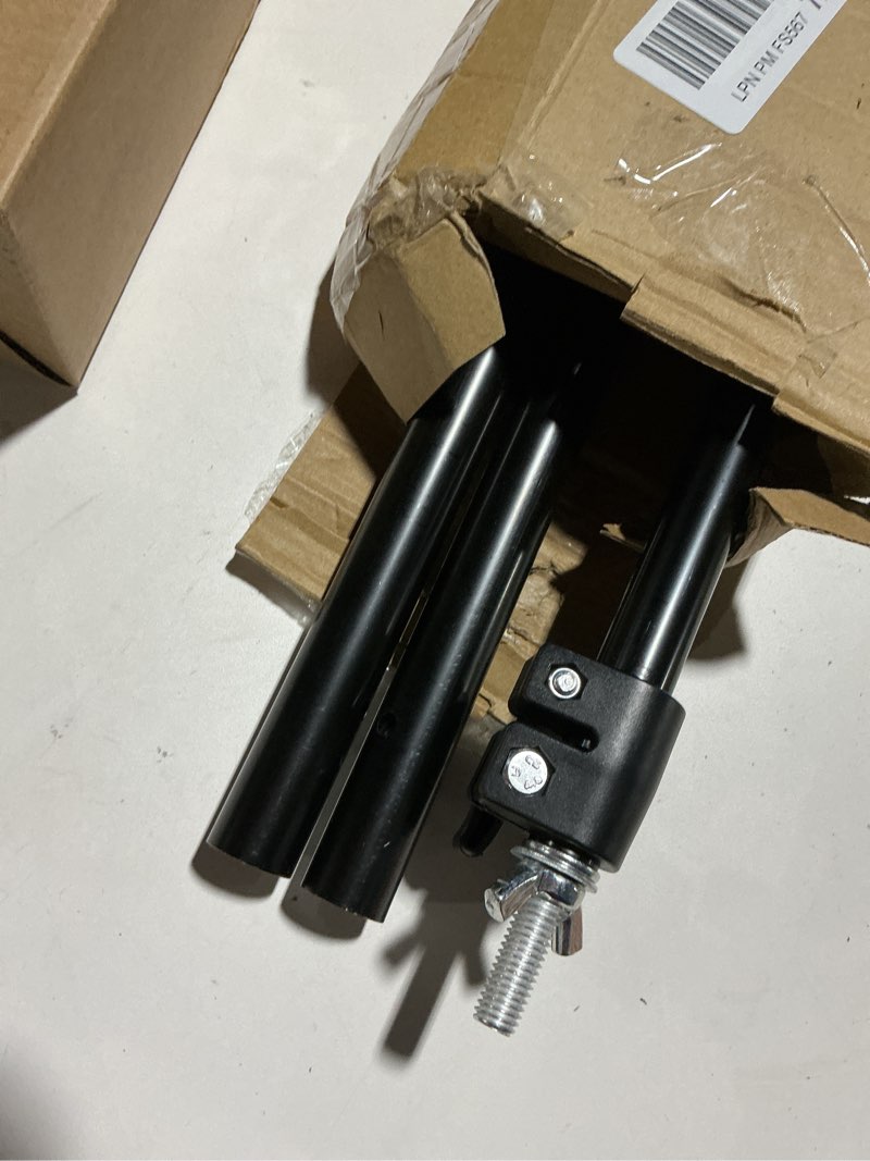 Condition photo showing As Is for BEIYANG T Shape Backdrop Stand Kit 3.2 * 6.5 FT, Adjustable Background Support Stand Kit with 2 Spring Clamps for Parties, Wedding, Photography, Decoration