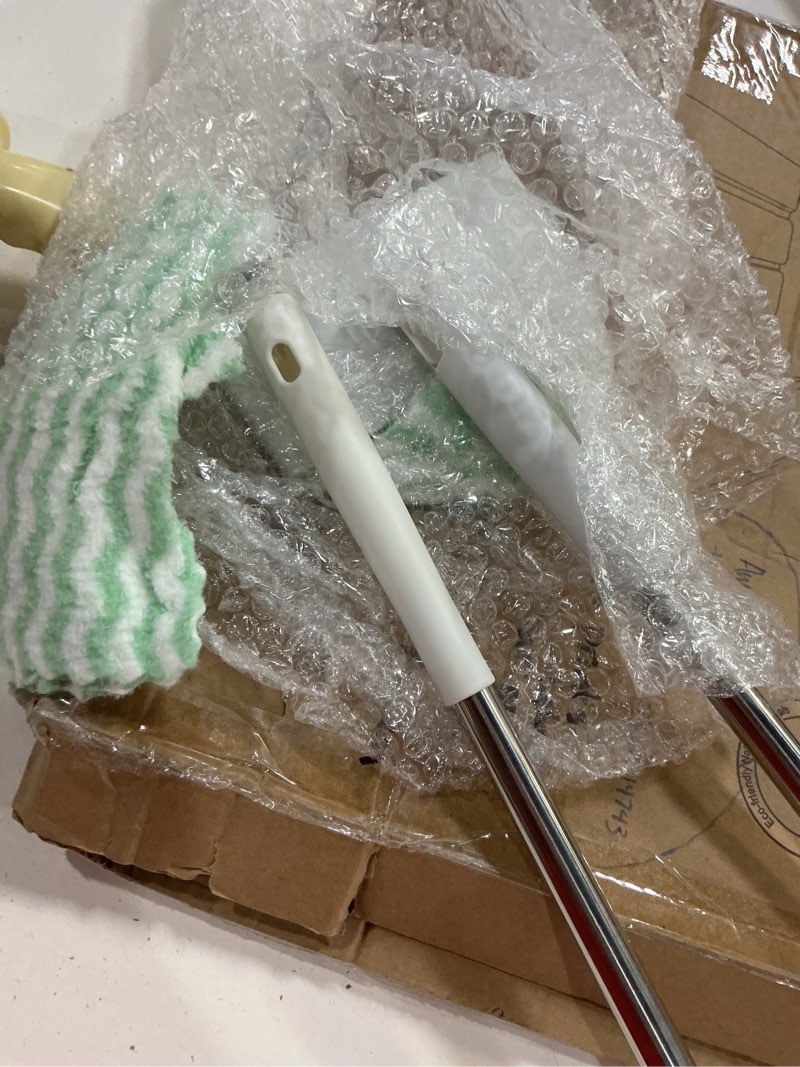 Condition photo showing As Is for snap grip mini mop,cloth changing mini mop,27inch long handle mopping stick,360° swivel head,dry and wet use,ideal for tight corners,tile and hardwood(white,6 cloth)