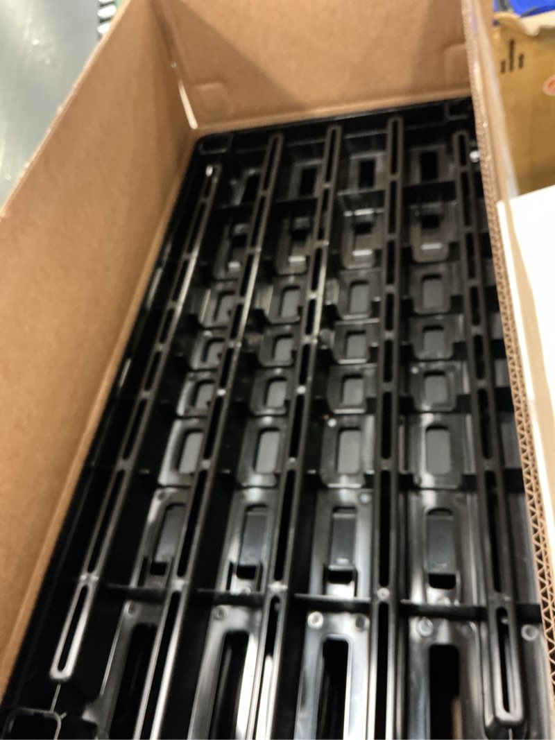 Condition photo showing Good Condition for IRIS USA 4-Shelf Heavy Duty Plastic Storage Shelves, 600lb Capacity, 56" H x 36" W x 18" D, Large Modular Shelving Unit Storage Organizer for Garage, Home, Warehouse & Gym, Storage Rack - Black 4-Tier Heavy Duty