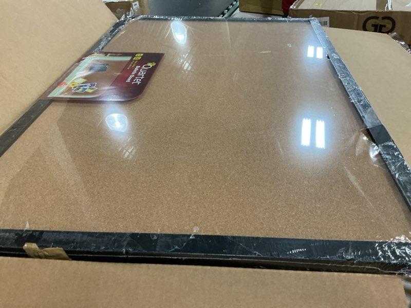 Condition photo showing Good Condition for quartet cork bulletin board, framed corkboard, 2' x 3', black frame, message board, vision board (mwdb2436-bk)