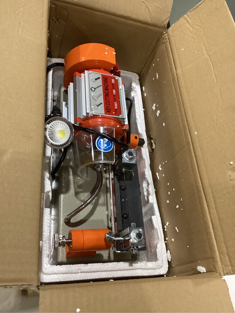 Condition photo showing As Is for used hardware cutter machine for cutting metal parts, 110v 120w orange cutting machine, for hardware stores (updated) new style
