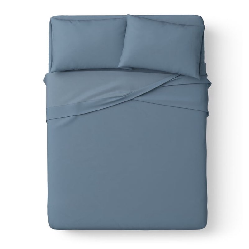 Mainstays Kids Microfiber Bed Sheet Set, Full, Blue, 4 Pieces
