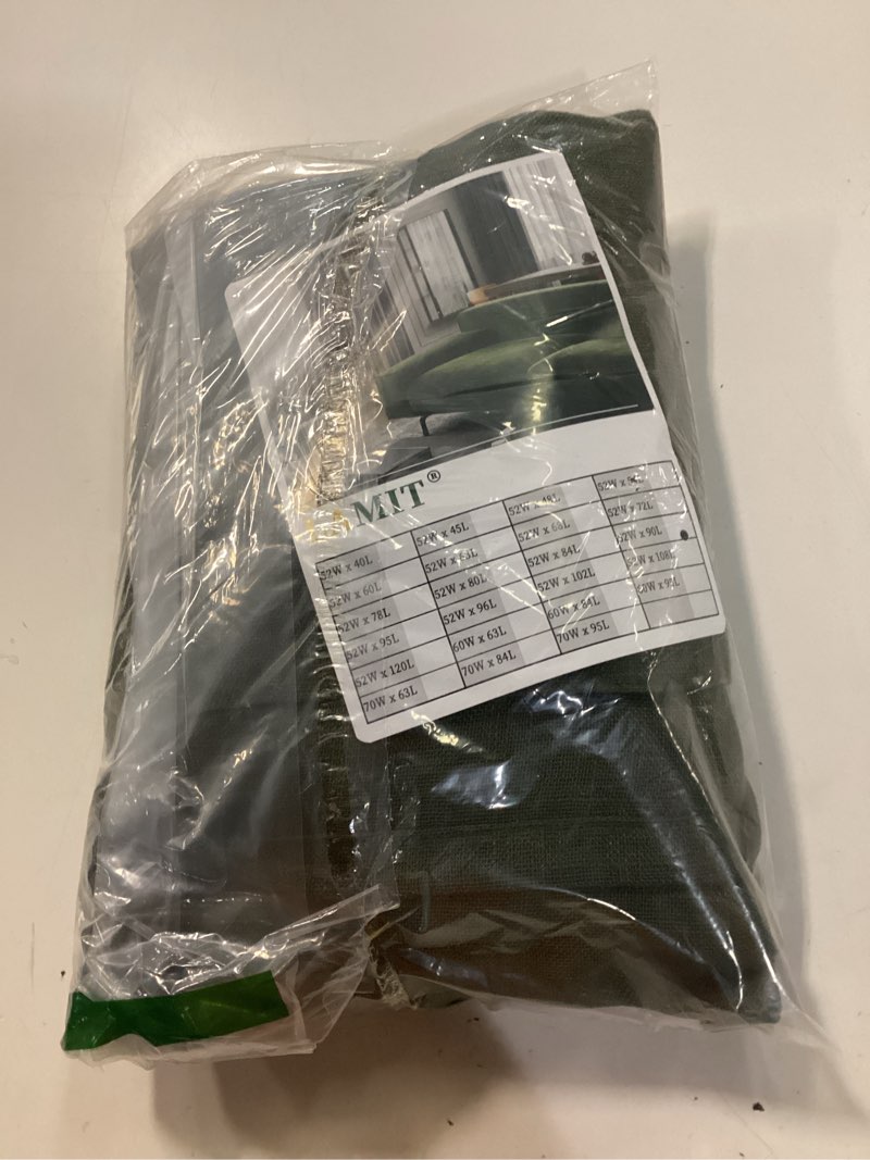 Condition photo showing New/Like New for lamit olive green linen curtains 90 inch for living room, back tab and rod pocket linen textured christmas curtains light filtering drapes for bedroom/dining room, set of 2, 52 x 90 inch 52"w x 90"l (pack of 2) olive green