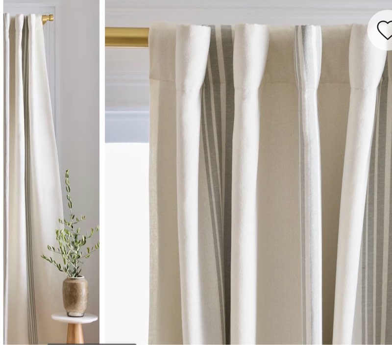 coastal stripe linen cotton room darkening curtain (  ( 48 x108  ) 