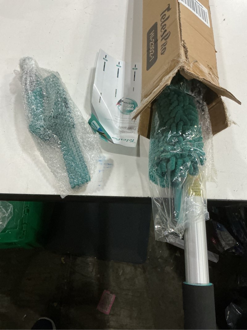 Condition photo showing New/Like New for 20 feet high reach window squeegee with 5-12ft extension pole, window cleaner tool with 3-stage telescoping pole, window cleaning kit with rotatable head (2 squeegee & 2 microfibre cloths) 12ft pole