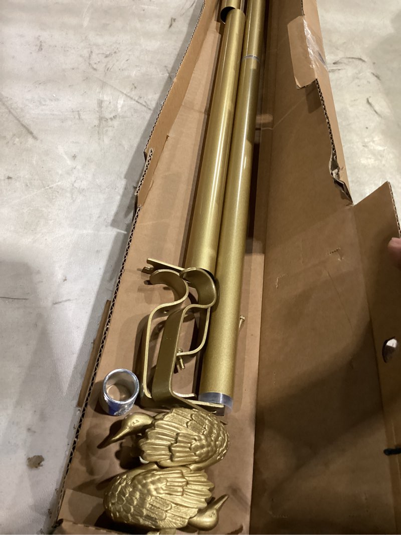 Condition photo showing Good Condition for ivilon drapery window curtain rod - end cap style design 1 inch pole. 48 to 86 inch color warm gold 48 to 86 in.