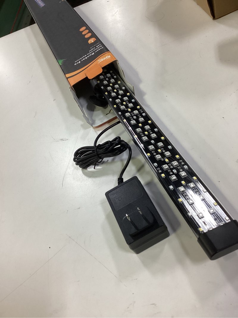 Condition photo showing Good Condition for hygger Submersible LED Aquarium Light, 24W 26.8 in 24/7 Mode Fish Tank Light with 5 Rows Beads, with Timer 9 Colors and Adjustable Brightness, Full Spectrum IP68 Waterproof Light for Fish Tank 28-54in 26.8in 24W