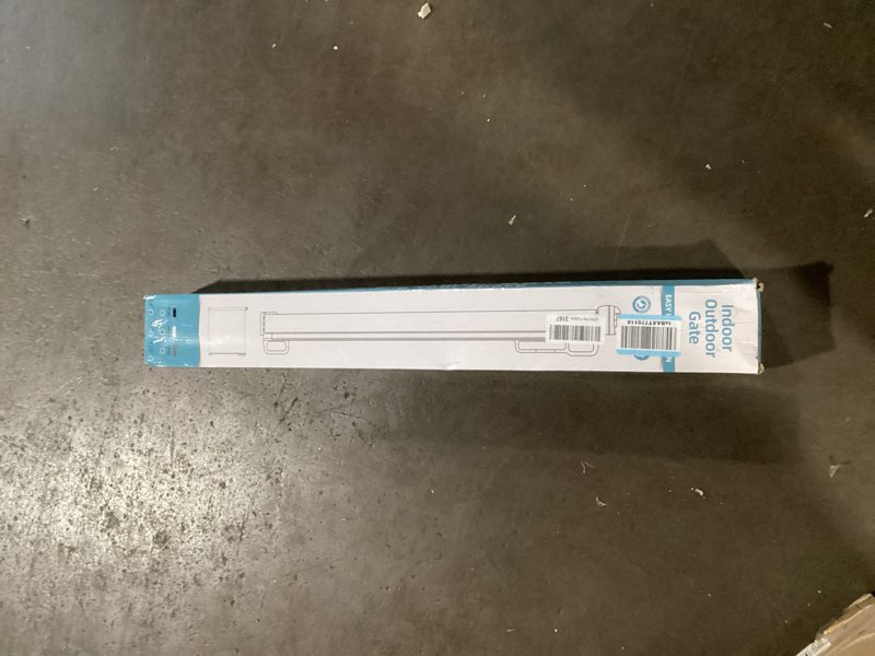 Condition photo showing Good Condition for retractable baby gate for stairs, 55" wide mesh dog gate indoor, 34" tall child gate for doorways, hallways, deck, indoor outdoor pet baby safety essentials for home, white white 34" tall x 55" wide