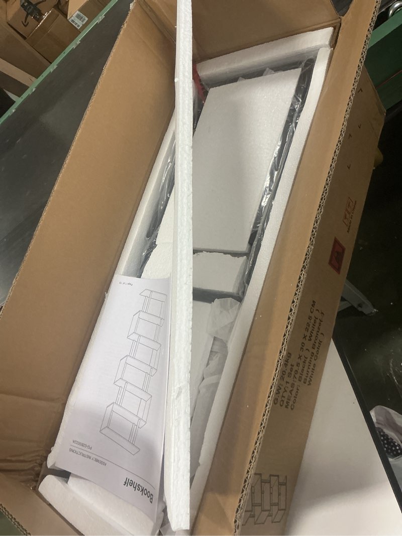 Condition photo showing New/Like New for Gadroad 6 Tier Geometric Bookcase,S Shaped Bookshelf, Wood Decorative Storage Shelving, Modern Freestanding Display Shelves, Tall Book Shelf Unit for Living Room Bedroom, Rustic Brown Rustic Brown 27.56"W x 74.2"H