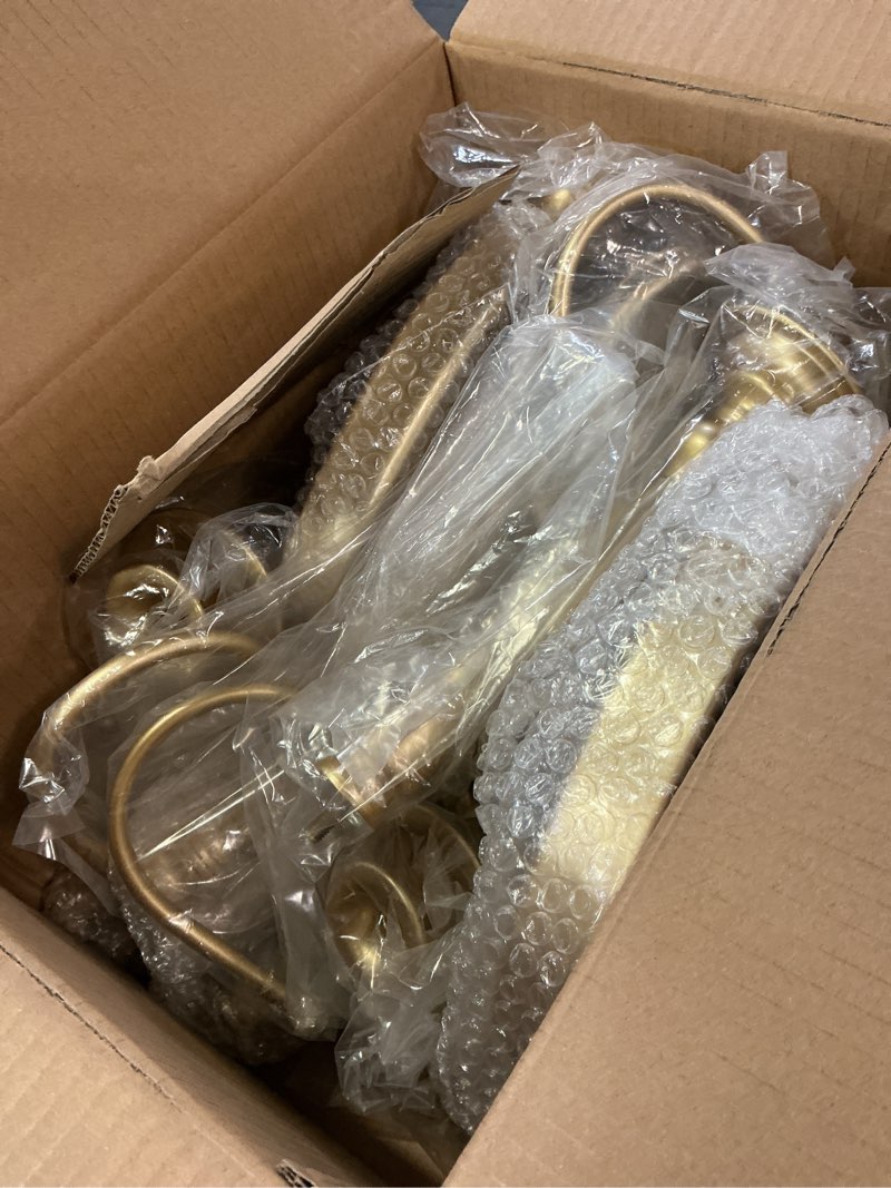 Condition photo showing Good Condition for Gold Candelabra for Wedding Event Decor, 50'' Tall Floor Candle Holders, 2 Pcs Metal 5 Arm Centerpiece Decorations for 5 Candlesticks Party Wedding Aisle Home Decor Gold 50in-2pcs