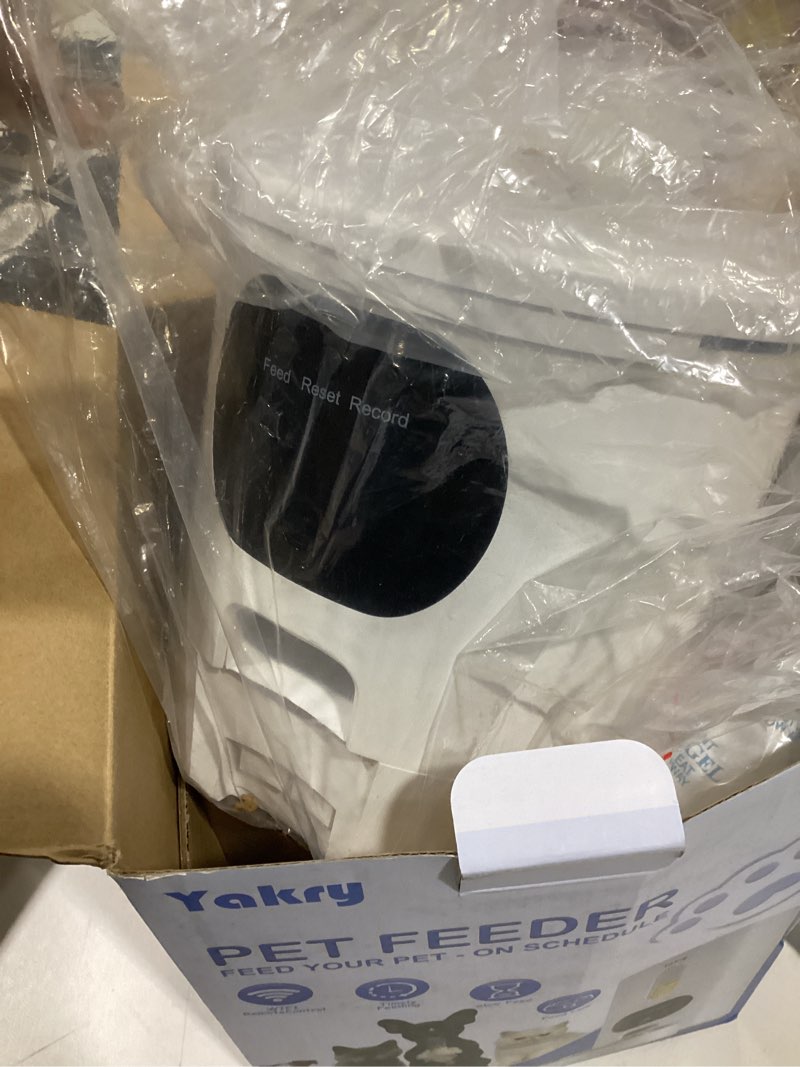 Condition photo showing As Is for Automatic Cat Feeders Camera 5G: WiFi Easy to Clean Timed Smart Dog Food Dispenser 2-Way Audio Memory Function Pet Feeder HD 1080P Video Record APP Control Dry Food Clear Night Vision Yakry