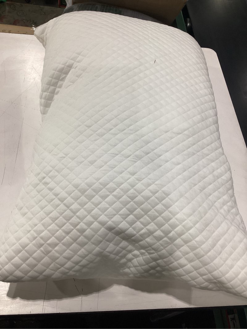 Condition photo showing As Is for dreamyblue signature pillow w/adjustable loft • shredded memory foam fill • neutral alignment for side, back, and stomach sleepers • washable bamboo rayon cover • certipur-us certified foam (king) king (pack of 1)