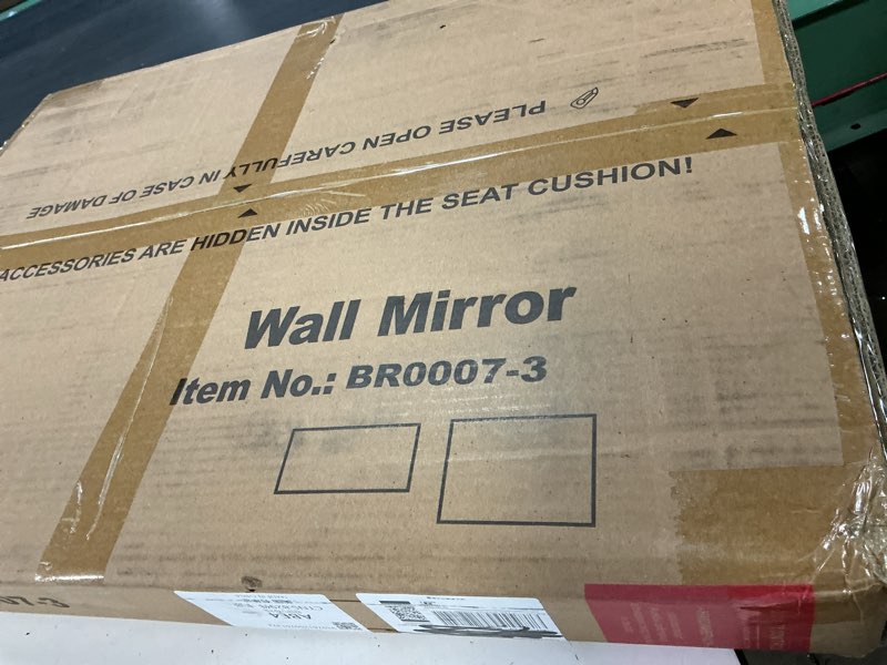 Condition photo showing New/Like New for kohros wavy wall mirror frameless bathroom mirrors for over sink 18” x 24" beveled edge mirror for vanity and entryway hang horizontally or vertical wavy 18"l x 24"w