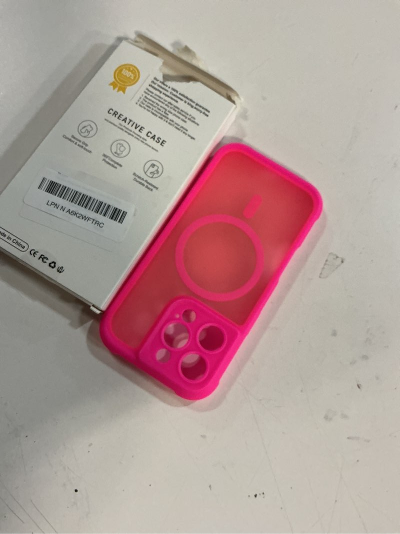Condition photo showing Good Condition for Thomo Magnetic for iPhone 16 Pro Case, [Full Camera Protection] [Compatible with Magsafe] Military-Grade Shockproof, Anti-Fingerprint Translucent Matte Phone Case,Hot Pink Hot Pink iPhone 16 Pro 6.3 inch