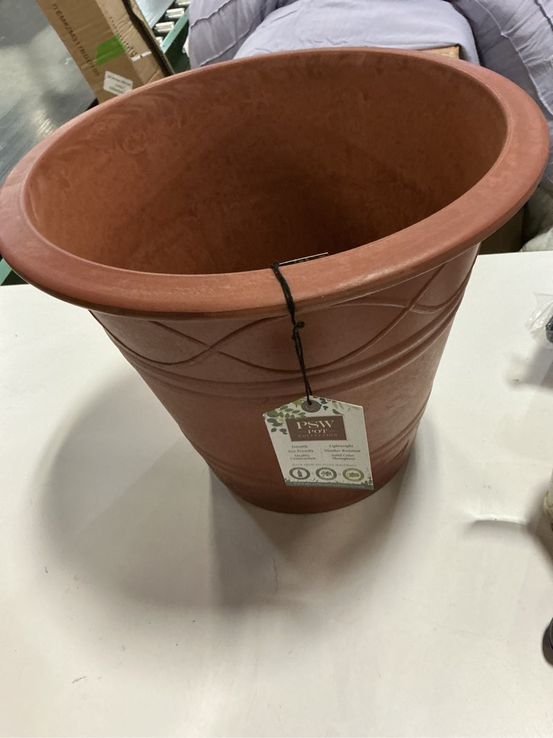 Condition photo showing New/Like New for Arcadia Garden Products 14x11.5  PSW Western Weave Pot  Terra Cotta