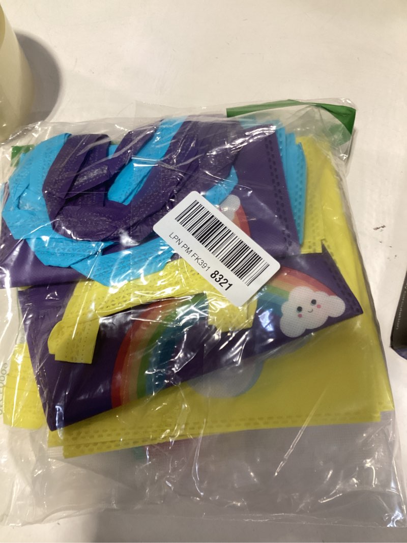 Condition photo showing Good Condition for yerliker 24 pieces small unicorn birthday party favor bags unicorn gift goodie treat candy bags with handles reusable non woven rainbow tote for kids party decoration baby shower supplies