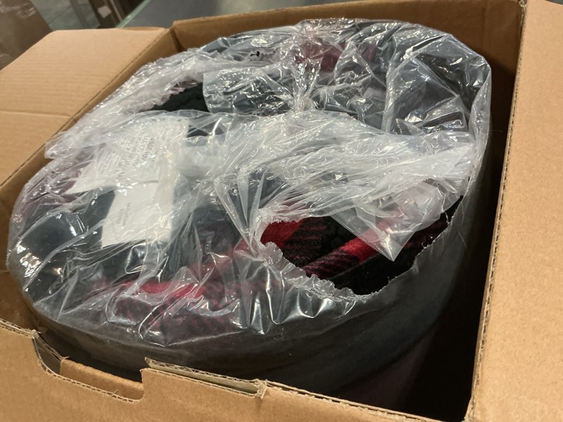 Condition photo showing As Is for Woolrich Reversible Comforter Set Ultra Soft Plush to Sherpa, Down Alternative, Cold Weather Winter Warm Bedding, with Matching Sham, Decorative Pillow Red/Black Buffalo Check King 4 Piece King Red/Black Buffalo Check