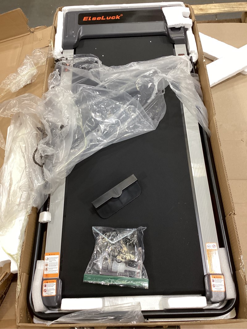 Condition photo showing As Is for walking pad with incline and handle bar, 2.5 hp quiet walking pad treadmill with 265 lbs capacity, portable under desk treadmill, portable treadmills for home