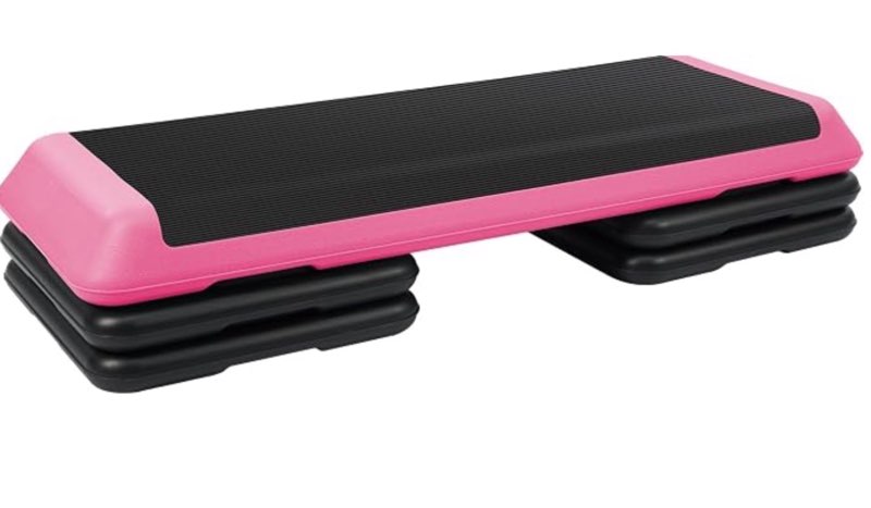 step aerobic platform, exercise step with levels adjustable height, stackable risers, fitness training workout stepper for home gym, cardio strength, multiple size & color