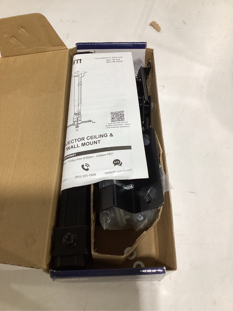 Condition photo showing Good Condition for mount-it! projector ceiling mount and wall mount with adjustable arm, universal projector mount for lcd/dlp projectors, flush mount option, built-in cable management, 40lb capacity, black
