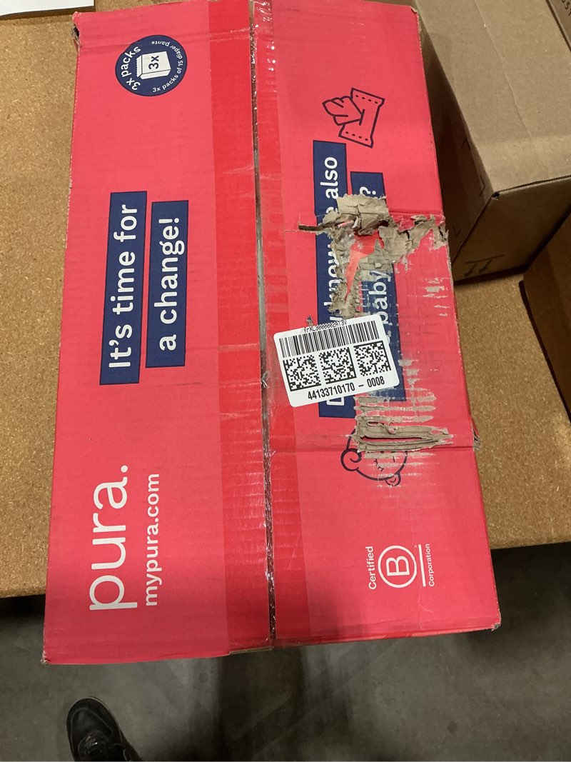 Condition photo showing New/Like New for pura hypoallergenic diaper pants size 9 (48+ lbs) overnight, up to 12 hours leak protection, suitable for sensitive skin, totally chlorine free, soft organic cotton, 3 packs of 15 (45 pull up pants) size 9 (45 diaper pants)