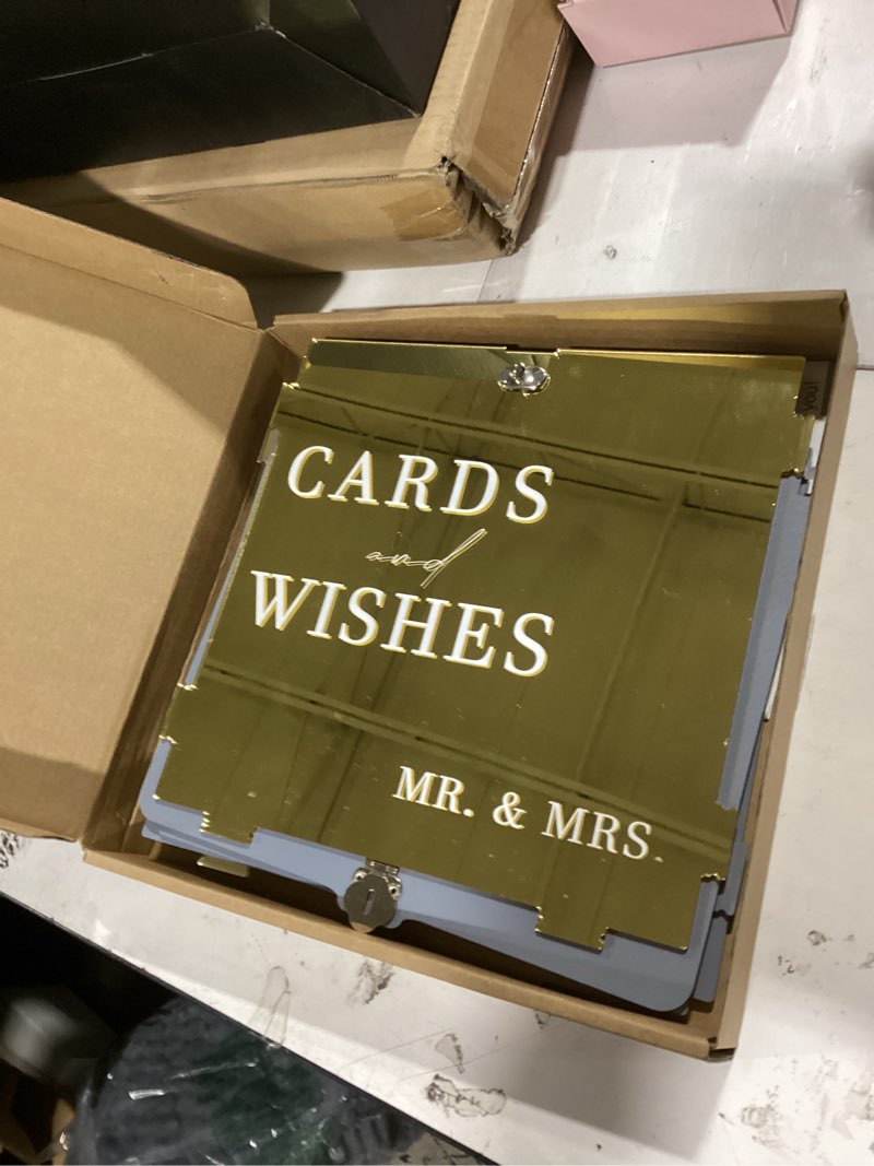 Condition photo showing Good Condition for acrylic gold card box with slot & lock, metallic golden classy wedding card boxes for reception, large money gift cards box for party engagement bridal shower luxury wedding table decor