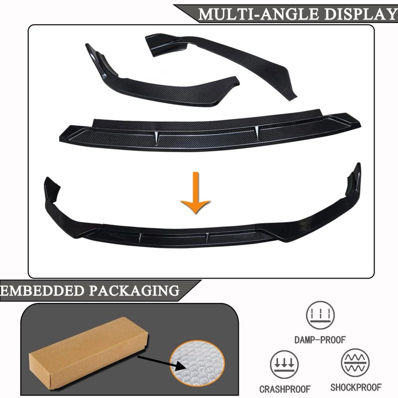 neespoc front bumper lip splitter spoiler fit for mercedes c-class c43/ c300/ c400/ c450/ w205 2015-