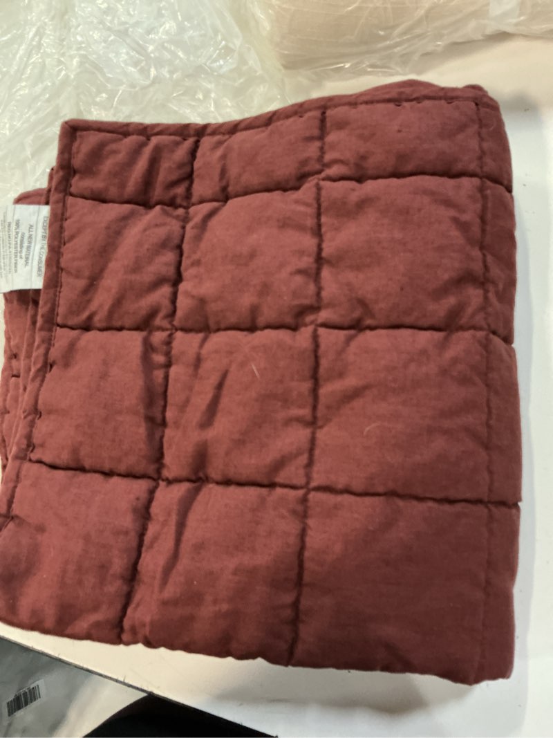 Condition photo showing Good Condition for quince european linen box quilted euro sham burgundy