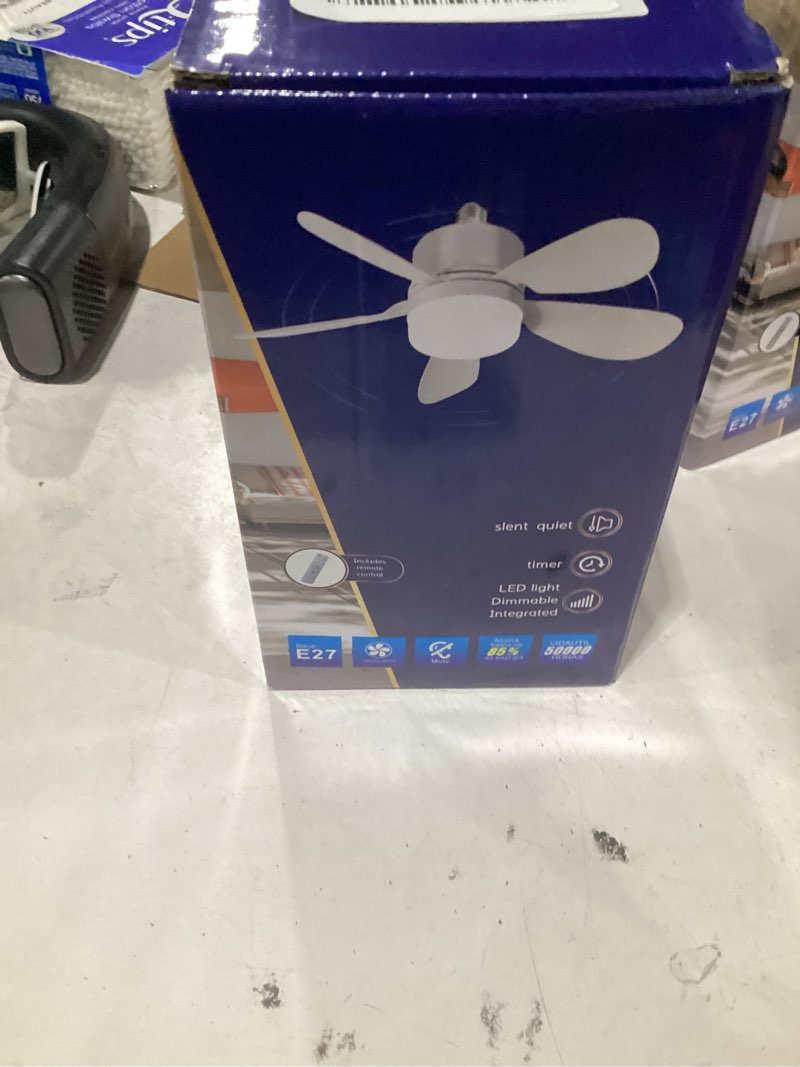 Condition photo showing New/Like New for socket fan light with remote control, portable small ceiling fan with lights for bedroom, kitchen, living room, with dimming function, 1000 lumens, screws into e26/e27, 16.54 inches diameter
