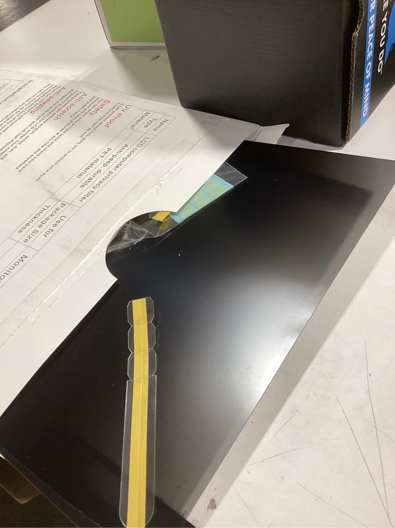 Condition photo showing Good Condition for 27 inch Computer Privacy Screen Filter for 16:9 Aspect Ratio Widescreen Monitor,27in Curved Computer Monitor Privacy Shield Anti Glare Blue Light Eye Protection, Anti-Scratch Removable Protector Film 27'' Privacy Screen (16:9)