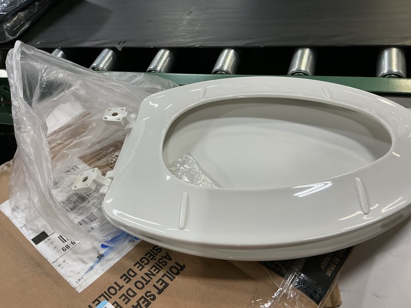 Condition photo showing As Is for (similar)bemis 1500ec 390 lift-off wood elongated toilet seat, cotton white (pack of 1)
