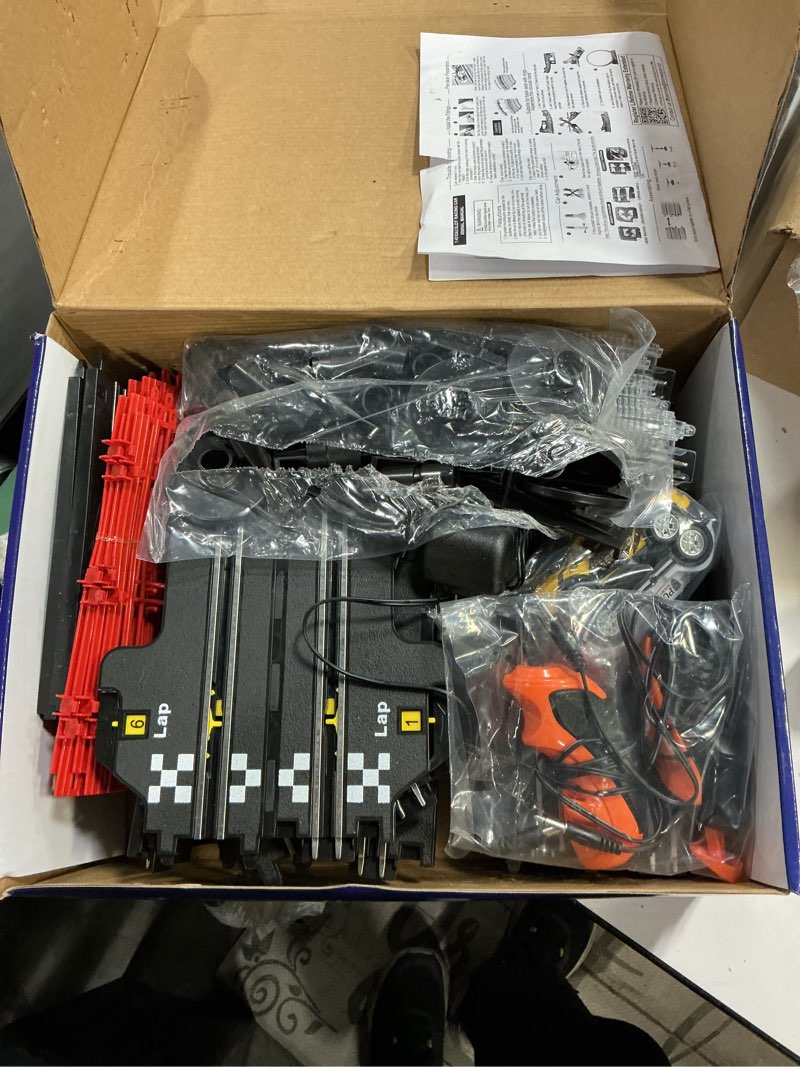 Condition photo showing Good Condition for 3 IN 1 Slot Car Race Track Sets with 4 High Speed Slot Cars, Electric Race Car Track Include Circular Overpass Flash Tracks, 1:43 Remote Control Track Car Game Toys Gifts for Adults Boys Ages 6 7 8-12 3 IN 1 - 24.3FT