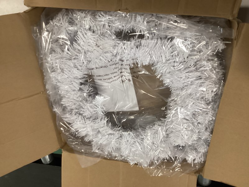 Condition photo showing Good Condition for Yinns 21 Inch White Christmas Wreath - Christmas Wreaths Large Xmas Wreaths for Indoor Outdoor Party