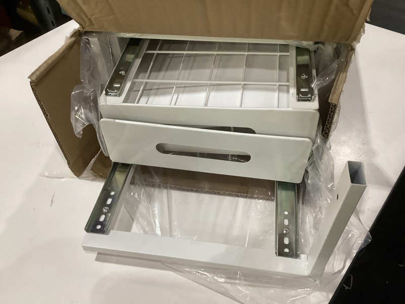 Condition photo showing Good Condition for under sink organizer upgrade to professional rails,2-tier dual pull out cabinet storage,height adjustable slide out drawers for bathroom kitchen,2 pack-21"dx12.8"-16.9"h,white 2 pack-21"dx12.8"-16.9"h white