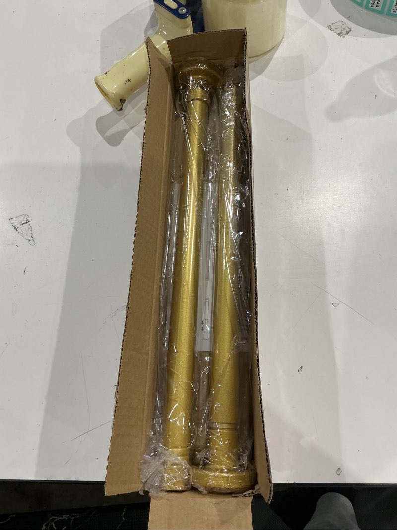 Condition photo showing Good Condition for shower curtain rod adjustable 32"-80", tension shower curtain rod no drilling stainless steel rust proof for rv bathroom shower stall apartment, gold golden yellow 32"-80"