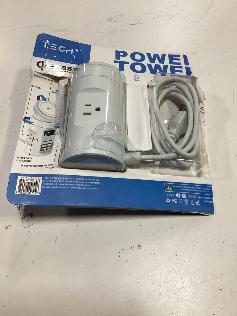 Condition photo showing Good Condition for tech squared power tower with qi2 wireless charging and retractable cords