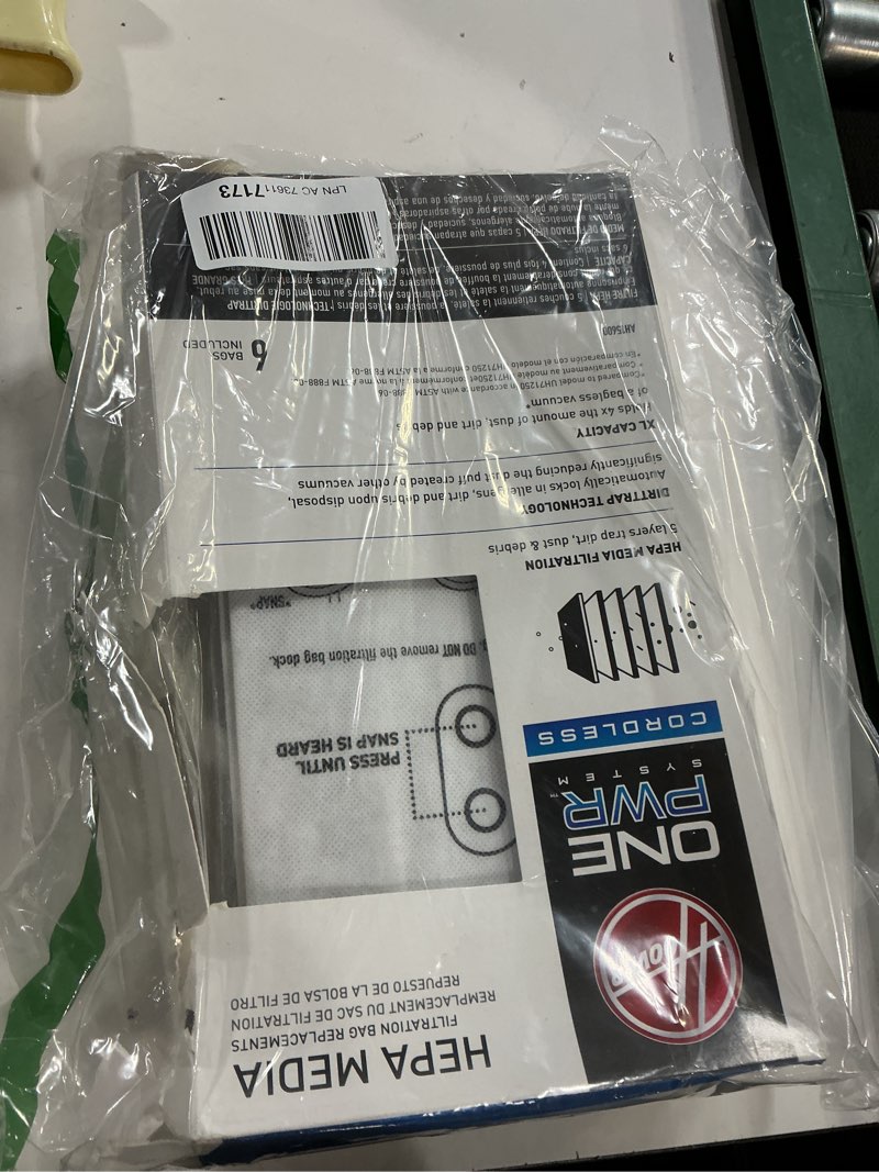 Condition photo showing Good Condition for Hoover Vacuum Cleaner Bags for ONEPWR Cordless Vacs, Pack of 6, White, Hepa Filtration, Part # AH15600, Hoover Vacuum Bags Refill