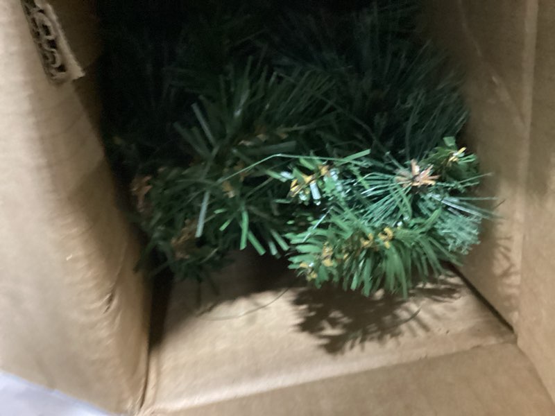 Condition photo showing As Is for Nearly Natural 6ft White Mountain Pine Artificial Garland with 35 Warm White LED Lights and Pinecones, Includes Battery Box